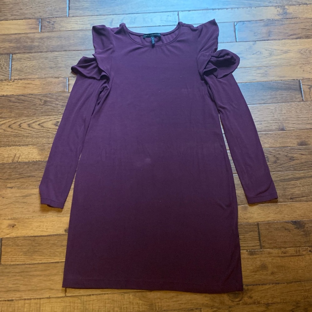 White House Black Market Cold Shoulder Burgundy Dress Size Medium